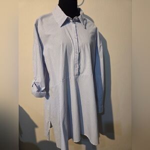 CUPIO striped size 1X tunic flowy, top Angled Hem